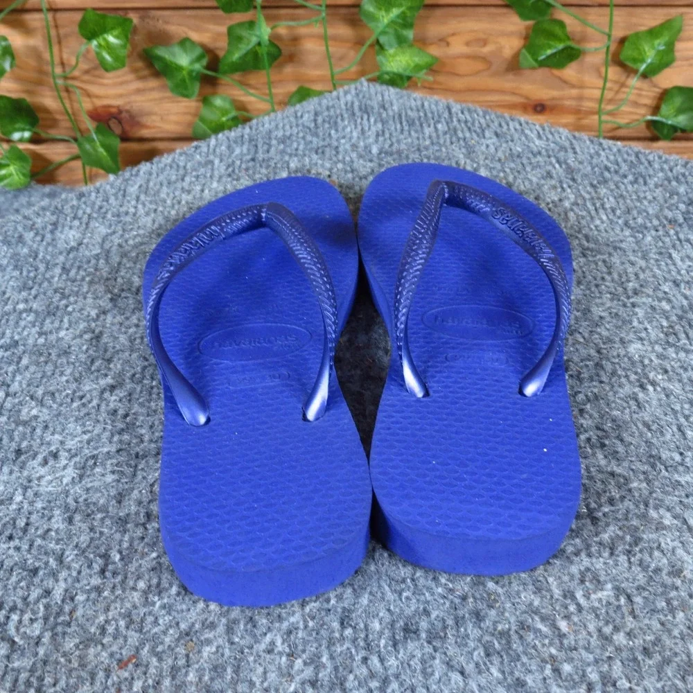 Havaianas Top Girls‎ Flip Flop Sandals Size 13C Casual Summer Beach Blue Rubber